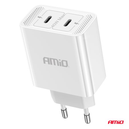 AMiO kiirlaadija 2 x USB-C, 40 W, 230 V | HL Autoosad