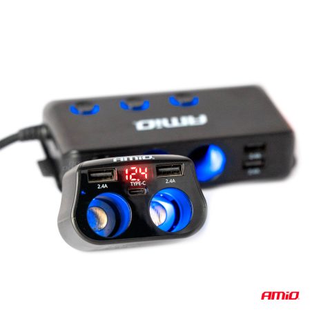 AMiO laadija 2 x 12/24 V pesa, 2 x USB ja USB-C | HL Autoosad