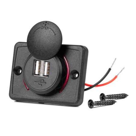 AMiO laadija 2 x USB, 12/24 V, punane taustavalgus | HL Autoosad