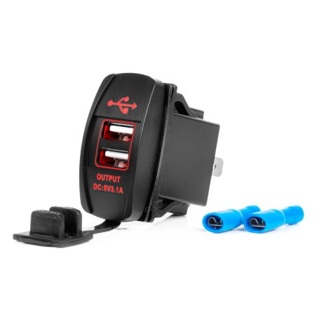AMiO laadija 2 x USB, 12/24 V, punane taustavalgus | HL Autoosad