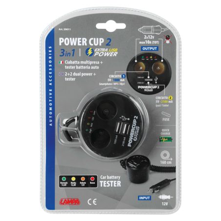 Lampa laadija aku testriga, 2 x USB, 12 V | HL Autoosad