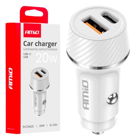 AMiO laadija USB-A ja USB-C, 20 W, 12/24 V | HL Autoosad