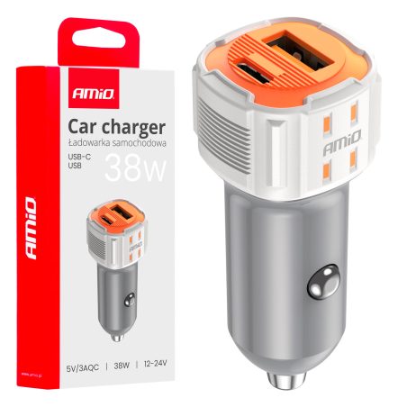AMiO laadija USB-A ja USB-C, 38 W, 12/24 V | HL Autoosad