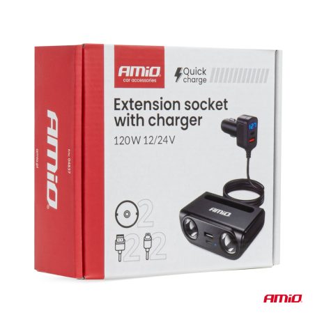 AMiO laadija USB-C ja USB-A, QC 3.0, PD 3.0, 120 W | HL Autoosad