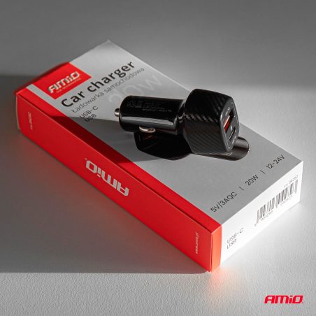 AMiO laadija USB-A QC ja USB-C, 20 W | HL Autoosad