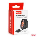 AMiO laadija USB ja USB-C pesaga, 12/24 V, punane | HL Autoosad