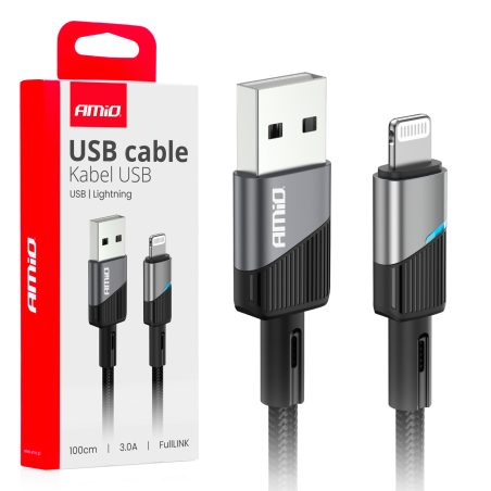 AMiO laadimisjuhe USB – Lightning, 3 A, 100 cm | HL Autoosad