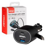 AMiO Quick Charge autolaadija USB-C kaabliga | HL Autoosad