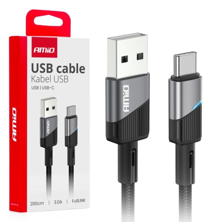 AMiO kaabel USB-A – USB-C, 3 A, 200 cm | HL Autoosad