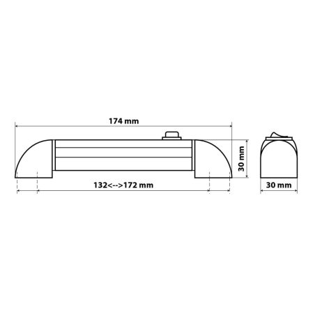 Lampa interiöörlamp 4 LED-i 174 x 30 x 30 mm 12/24 V | HL Autoosad