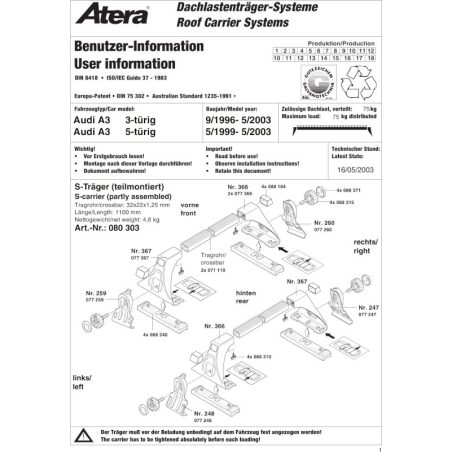 Atera katuseraam must A3 96-03 | HL Autoosad