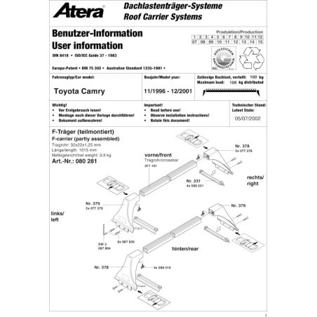 Atera katuseraam must Camry 96-01 | HL Autoosad