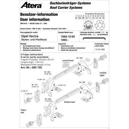 Atera katuseraam must Vectra A, B 88-3/02 | HL Autoosad