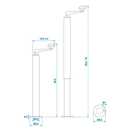 Tugipost 48 mm 40–65 cm reguleeritav | HL Autoosad