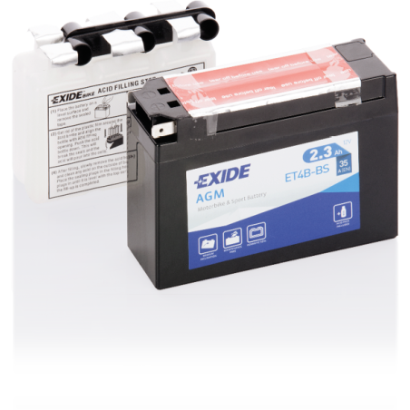 Exide 12 V 2,3 Ah YT4B-BS AGM 113 x 38 x 85 (+/-) | HL Autoosad