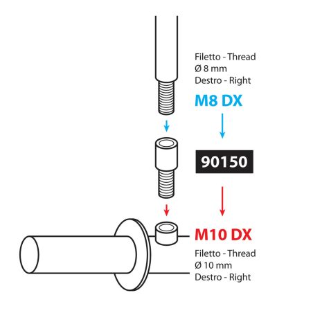 Lampa peegli adapter M8 parem üleminek M10-le | HL Autoosad