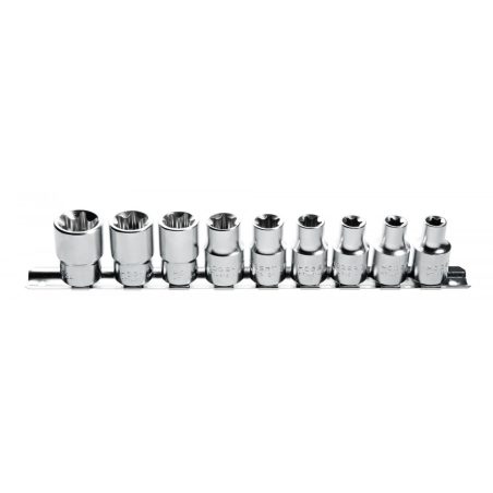 Högert E-Torx padrunite komplekt 1/2", E10–E24, 9 osa | HL Autoosad