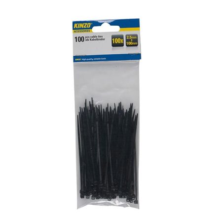 Kinzo kaablisidemed 2,5 x 100 mm, must, 100 tk (721040) | HL Autoosad