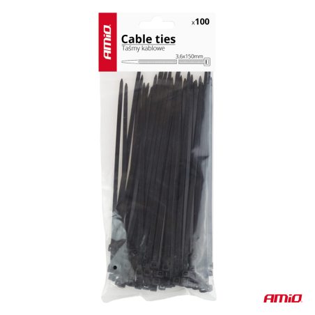 AMiO kaablisidemed 3,6 x 150 mm, must, 100 tk (02153) | HL Autoosad