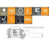 LED pealamp IPX4 akuga 150 lm max | HL Autoosad