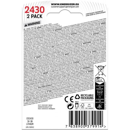 Patarei Energizer Lithium CR2430, 2 tk | HL Autoosad