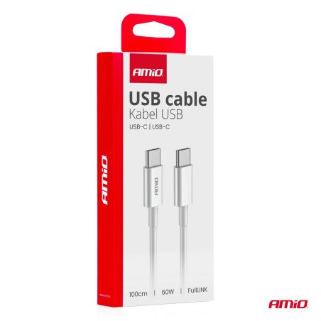 AMiO laadimiskaabel valge USB-C-USB-C 60 W 100 cm | HL Autoosad