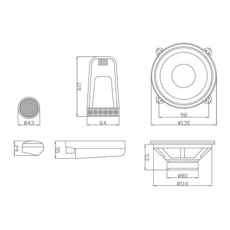 Blow autokõlarite komplekt filtritega 130 mm 100 W | HL Autoosad