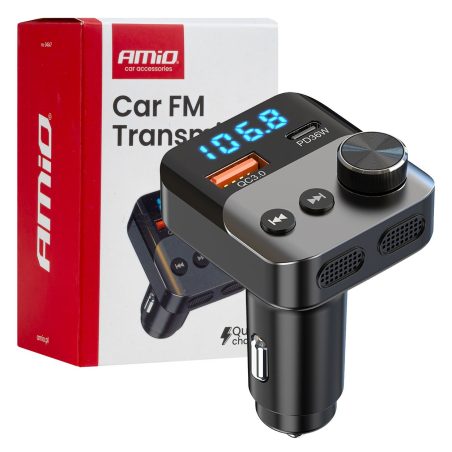 AMiO FM-transmitter ekraaniga, Bluetooth, 1 x USB-A, 1 | HL Autoosad