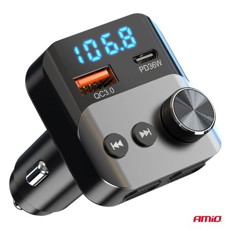 AMiO FM-transmitter ekraaniga, Bluetooth, 1 x USB-A, 1 | HL Autoosad