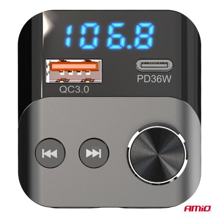 AMiO FM-transmitter ekraaniga, Bluetooth, 1 x USB-A, 1 | HL Autoosad