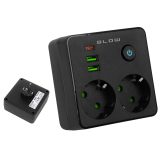 Blow jaotur 2 x 230 V pesa, 2 USB ja USB-C, must | HL Autoosad