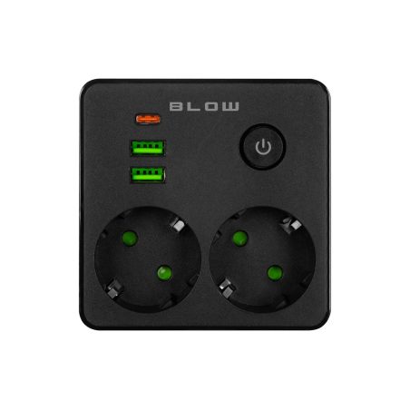 Blow jaotur 2 x 230 V pesa, 2 USB ja USB-C, must | HL Autoosad
