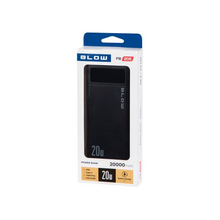 Blow akupank 20000 mAh, QC ja PD 20 W, ekraaniga, must | HL Autoosad
