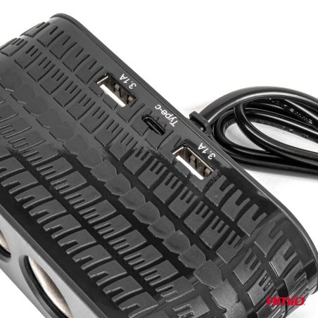 AMiO sigaretisüütaja hargmik 4-auguga 2x USB-A, 1x | HL Autoosad