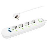 Blow pikendusjuhe lülitiga 230 V 2 m 3xUSB valge | HL Autoosad