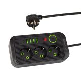 Blow pikendusjuhe kandiline 4xUSB 1xUSB-C 5 m must 2 x | HL Autoosad