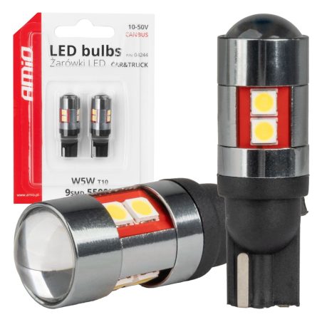 LED CANBUS T10 W5W 9SMD 3030 Valge 10-50V Amio 04244