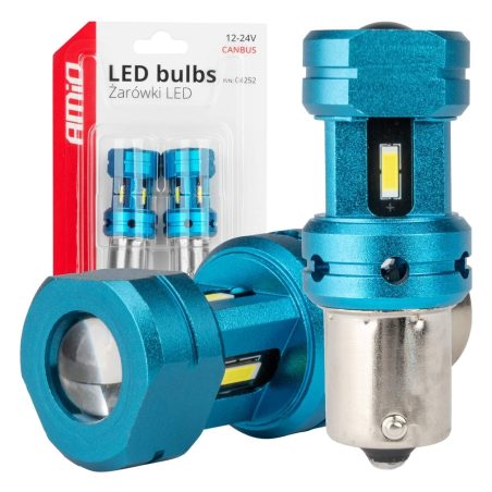 AMiO LED CANbus 12–24 V 4smd 1156 BA15s luubiga, 2 tk | HL Autoosad