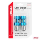 AMiO LED CANbus 12–24 V 4smd 1156 BA15s luubiga, 2 tk | HL Autoosad