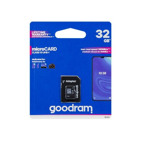 Goodram mälukaart microSDHC + SD-adapter, 32 GB, CL10 | HL Autoosad