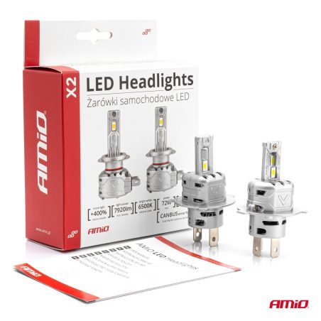 AMiO LED esitule pirnid H4 72 W X2 Series CANbus mini | HL Autoosad