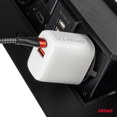 AMiO seina-kiirlaadija USB ja USB-C, 20 W, 3,0 A, 230 V | HL Autoosad