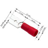 Juhtmeotsik lapik punane 6,3 x 0,8 mm, 100 tk | HL Autoosad