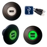 USB-laadija pistik 5 V 2 A, roheline valgustus, 10–30 V | HL Autoosad