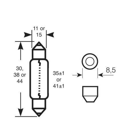 Ring 12 V 5W C5W, 2 tk blister | HL Autoosad