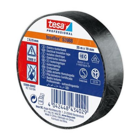 Tesa PVC isoleerteip must 19 mm x 20 m | HL Autoosad